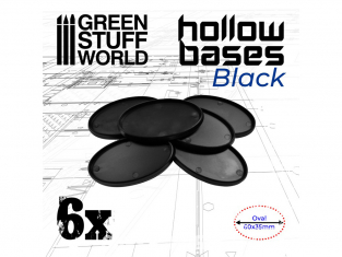 Green Stuff 504025 Socles en plastique noir creux avec Ovale 60x35mm