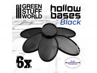 Green Stuff 504032 Socles en plastique noir creux avec Ovale 75x42mm