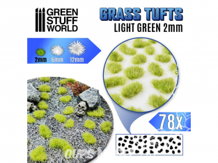 Green Stuff 504780 Touffes d'herbe 2mm Auto-Adhésive Vert clair
