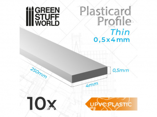Green Stuff 503363 uPVC Plasticard Profilé Fin 0.50mm x 4mm