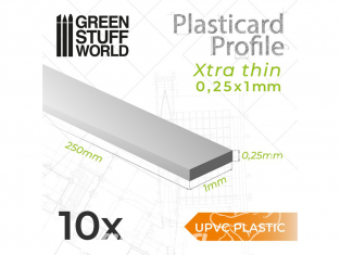 Green Stuff 503233 uPVC Plasticard Profilé Extra-fin 0,25x1 mm