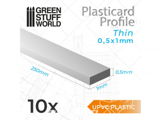 Green Stuff 503332 uPVC Plasticard Profilé Fin 0.50mm x 1mm