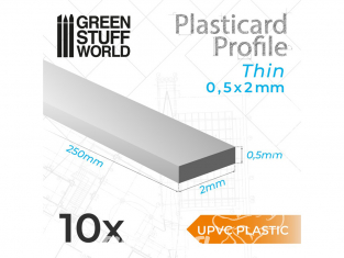 Green Stuff 503349 uPVC Plasticard Profilé Fin 0.50mm x 2mm