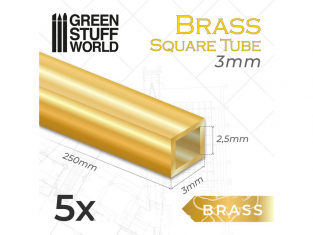 Green Stuff 505459 Tubes carrés en laiton 3mm