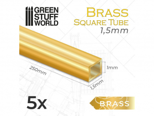 Green Stuff 505435 Tubes carrés en laiton 1.5mm