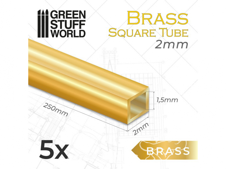 Green Stuff 505442 Tubes carrés en laiton 2mm