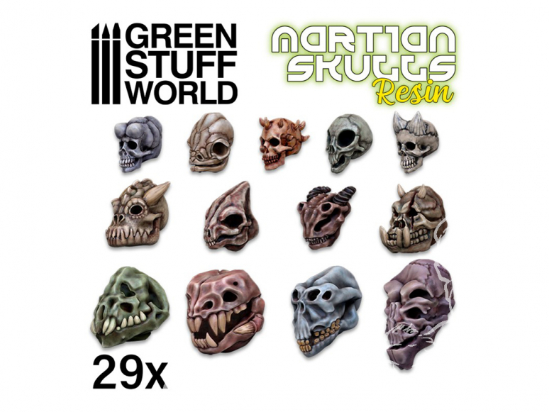 Green Stuff 504629 Crânes d'aliens 1/52 1/48 1/35