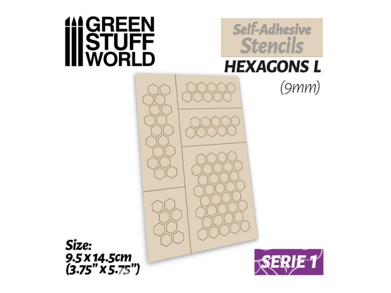 Green Stuff 369454 Pochoirs auto-adhésifs Hexagones L 9mm