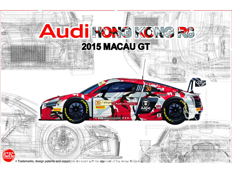 NuNu maquette voiture de Piste PN24024 Audi R8 LMS MACAU FIA GT 2015 1/24