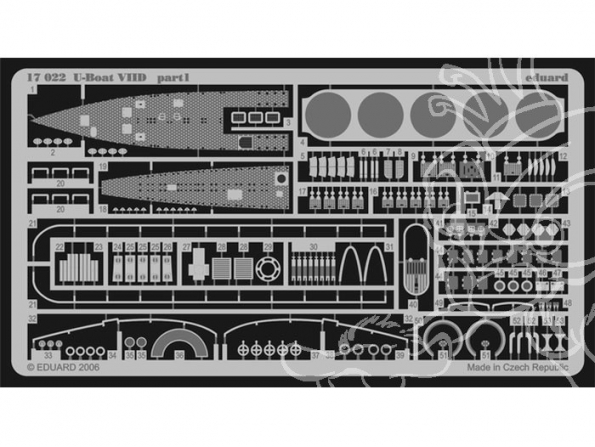 Eduard photodecoupe 17022 U-Boat VIID 1/144