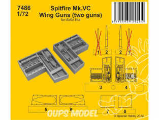 Cmk kit resine 7486 Canon d' ailes Spitfire Mk.VC (deux canons) pour kits Airfix 1/72