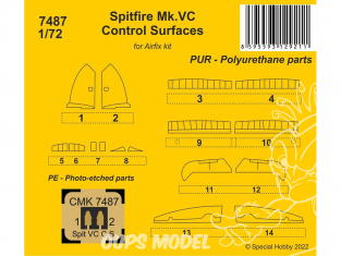 Cmk kit resine 7487 Surfaces de contrôle Spitfire Mk.VC pour kits Airfix 1/72