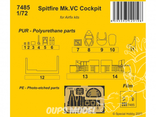 Cmk kit resine 7485 Spitfire Mk.VC Cockpit pour kits Airfix 1/72