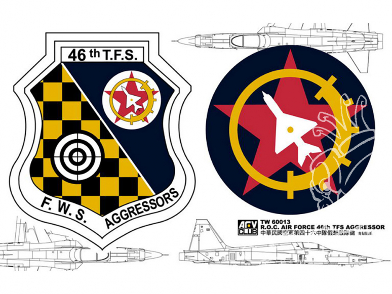 Afv Club TW60013 Le 46e Imaginary Enemy Squadron Team Logo Autocollant imperméable à l'eau de la République de Chine
