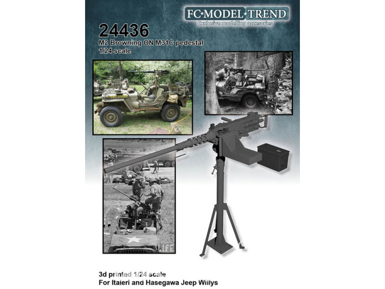 FC MODEL TREND accessoire résine 24436 M2 Browning avec piédestal M31c pour Jeep 1/24