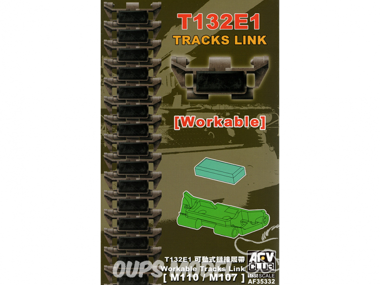 AFV Club chenille AF35332 Chenilles de chars maillons par maillons exploitables T132E1 [M110/M107] 1/35