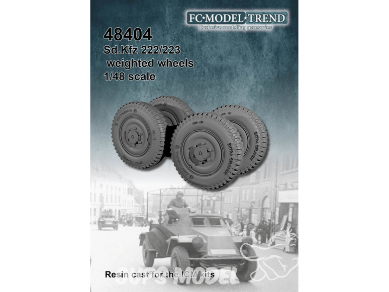 FC MODEL TREND accessoire résine 48404 Roues lestées Sd.Kfz. 222/223 Icm 1/48