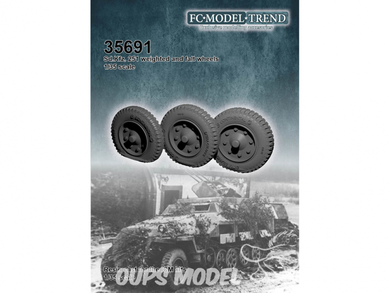 FC MODEL TREND accessoire résine 35691 2 Roues lestées et 1 à plat Sd.Kfz.251 Dragon 1/35