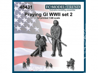 FC MODEL TREND figurine résine 48431 Soldats US GI priant WWII Set 2 1/48