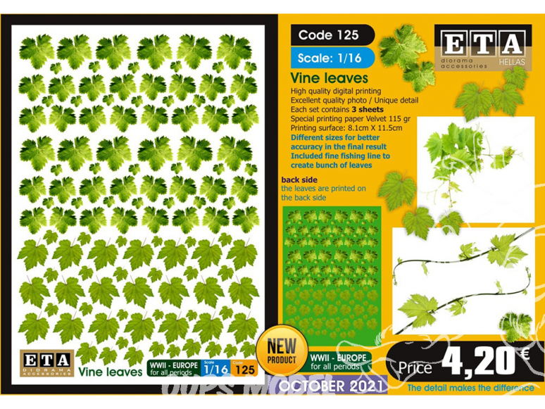 ETA diorama 125 Imprimé Feuilles de vignes 1/16