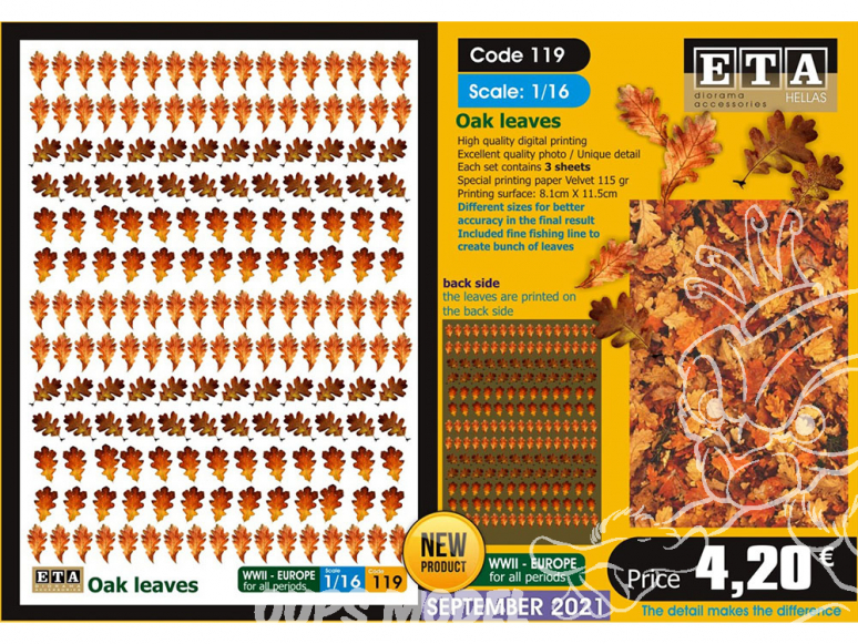 ETA diorama 119 Imprimé Feuilles de chêne 1/16