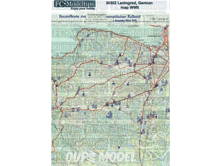 FC MODEL TREND Feuille autocollante 36302 Base adhésive Carte Allemande Leningrad WWII