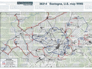 FC MODEL TREND Feuille autocollante 36314 Base adhésive Carte U.S. Bastogne WWII