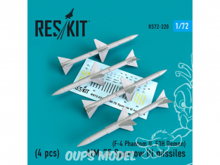 ResKit kit d'amelioration Avion RS72-0320 AIM-7E Sparrow III missiles 4pieces F-4 Phantom II, F-3H Demon 1/72