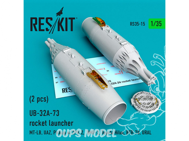 ResKit Kit RS35-0015 Lance-roquettes UB-32 A-73 pickup 2 piéces UMT-LB, UAZ, Pickup avec ZPU-2, BMP-2, Hilux, BTR-70, URAL 1/35