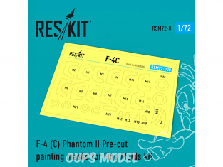 ResKit kit d'amelioration Avion RSM72-0008 F-4 (C) Phantom II Masques de peinture prédécoupés pour kit Fine Molds 1/72