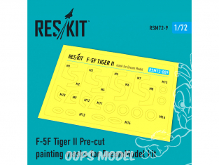 ResKit kit d'amelioration Avion RSM72-0009 F-5F Tiger II Masques de peinture prédécoupés pour kit Dream model 1/72