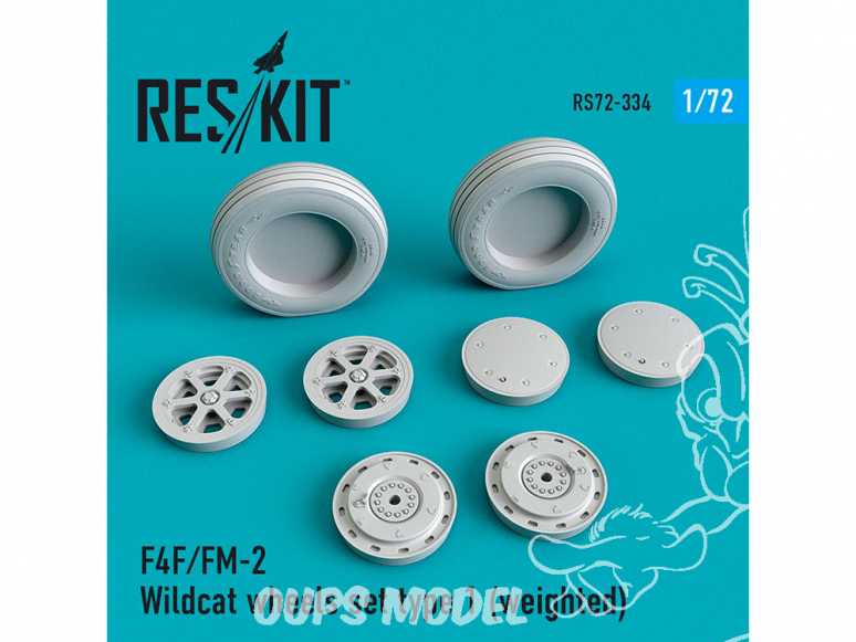 ResKit kit d'amelioration avion RS72-0334 Jeu de roues F4F/FM-2 Wildcat weighted set type 1 1/72