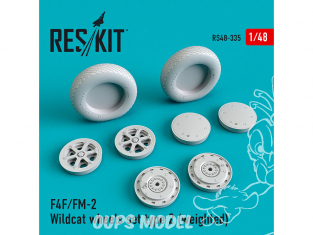 ResKit kit d'amelioration Avion RS48-0335 Roues en résine F4F/FM-2 Wildcat set type 2 weighted 1/48