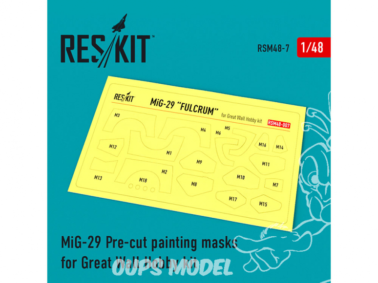 ResKit kit d'amelioration Avion RSM48-0007 Masques de peinture MiG-29 pour kit Great Wall Hobby 1/48