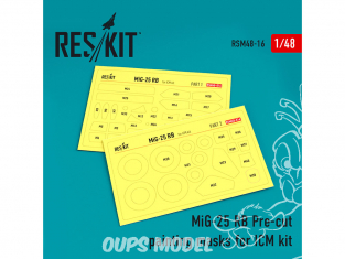 ResKit kit d'amelioration Avion RSM48-0016 Masques de peinture MiG-25 RB pour kit ICM 1/48