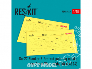 ResKit kit d'amelioration Avion RSM48-0020 Masques de peinture Su-27 Flanker B pour kit Great Wall Hobby 1/48