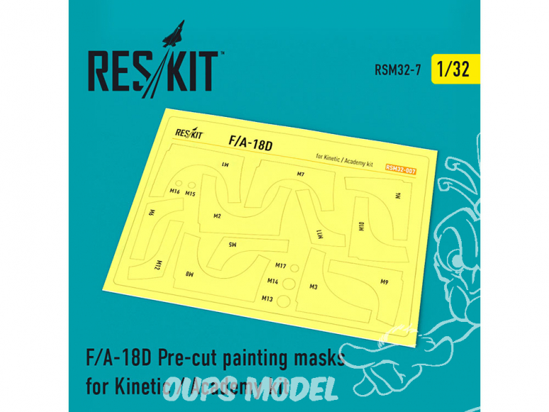 ResKit kit d'amelioration avion RSM32-0007 Masques de peinture F/A-18D pour Kinetic et Academy 1/32
