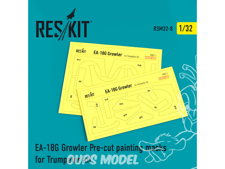 ResKit kit d'amelioration avion RSM32-0008 Masques de peinture EA-18G Growler pour Trumpeter 1/32