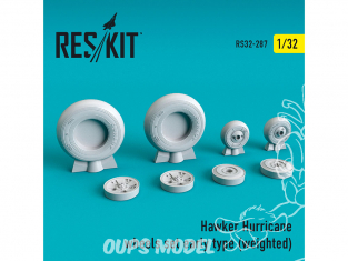 ResKit kit d'amelioration avion RS32-0287 Ensemble de roues pour Hawker Hurricane early type weighted 1/32