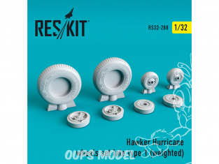 ResKit kit d'amelioration avion RS32-0288 Ensemble de roues pour Hawker Hurricane late type 1 weighted 1/32