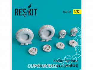 ResKit kit d'amelioration avion RS32-0289 Ensemble de roues pour Hawker Hurricane late type 2 weighted 1/32