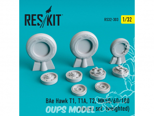 ResKit kit d'amelioration avion RS32-0303 Ensemble de roues pour BAe Hawk T1, T1A, T2, MK50/60/100 weighted 1/32