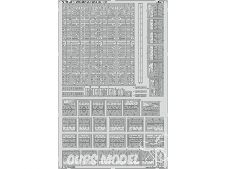 Eduard photodecoupe avion 72719 Baie de bombe Wellington Mk.II Airfix 1/72