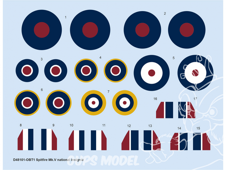 Eduard Decalques avion D48101 Insignes nationaux Spitfire Mk.V Eduard 1/48