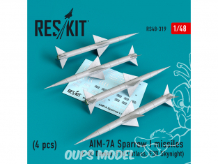 ResKit kit armement Avion RS48-0319 AIM-7A Sparrow I missiles 4pieces F-3H Demon, F7U Cutlass, F3D Skynight 1/48