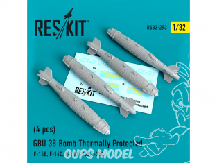 ResKit kit RS32-0293 GBU 38 protection thermique 4p F-14B, F-14D, F-18,F-35B,F-35C 1/32