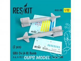ResKit kit RS32-0290 GBU-24 (A-B) Bombes 2piéces A-6, A-10, F-14, F-15, F-16, F/A-18, F-111, Mirage 2000 1/32