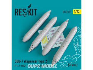 ResKit kit RS32-0297 SUU-7 dispenser type 2 4 pieces F-4, F-100, F-105, A-7, Canberra Mk.20 1/32