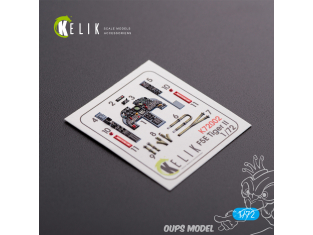 Kelik Decals 3D K72002 Décalcomanies 3D intérieures de la première série du F-5E Tiger II pour le kit Dream Model 1/72