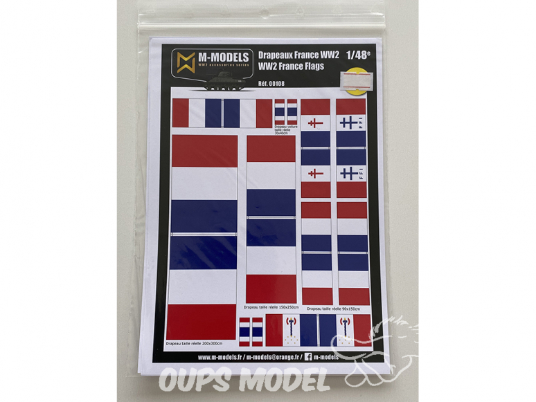 M-Models NT0108 Drapeaux France WWII Version propre Planche A-5 1/48